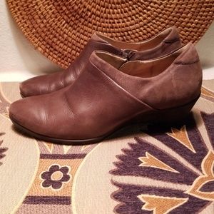 Ecco brown leather/suade wedge shoe booties